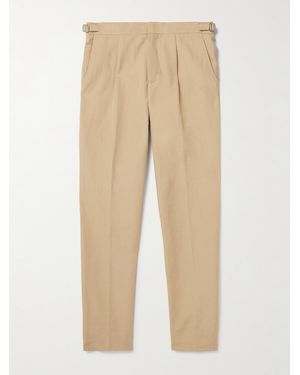 Orlebar Brown Carsyn Tapered Pleated Linen And Cotton-Blend Trousers - Natural
