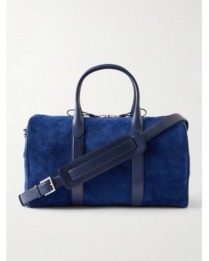 Tom Ford Leather-trimmed Suede Weekend Bag - Blue