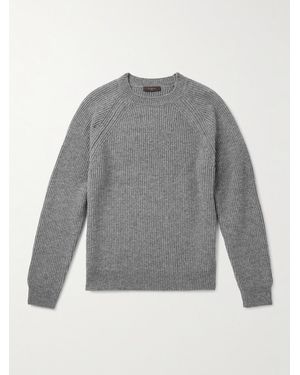 Slowear Incotex Zanone Ribbed Virgin Wool Jumper - Grey