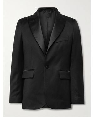 Bode Silk-Satin Trimmed Wool Barathea Tuxedo Jacket - Black