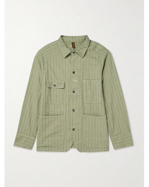 Kapital Gibson Striped Linen And Cotton-Blend Overshirt - Green