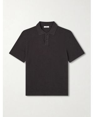 MR P. Organic Cotton And Linen-Blend Piqué Polo Shirt - Black