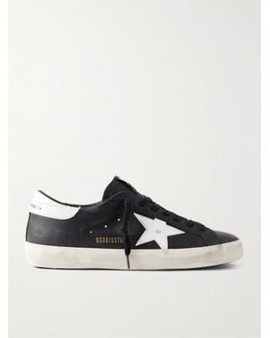 Golden Goose Super-star Distressed Leather Trainers - Black