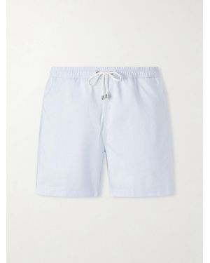 Sunspel Fine Striped Straight-Leg Swim Shorts - Blue