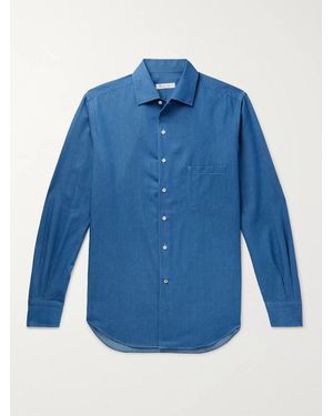 Loro Piana André Cotton-Chambray Shirt - Blue