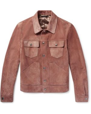 Tom Ford Men's Calf Suede Trucker Jacket - Pink