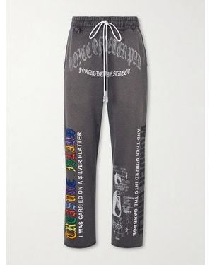 Paly Hollywood Bobby Driscoll Embellished Printed Cotton-fleece Joggers - Grey