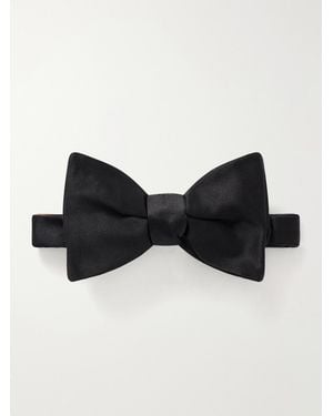 Favourbrook Pre-Tied Silk-Satin Bow Tie - Black