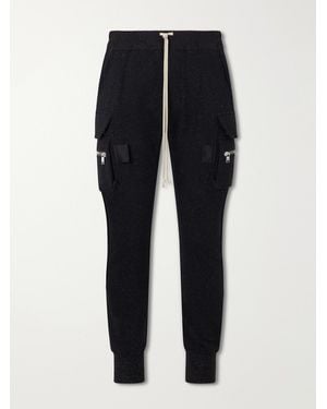 Rick Owens Mastodon Tapered Wool And Cotton-blend Jersey Joggers - Blue