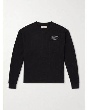 CHERRY LA Ranch Wear Thermal Logo-Print Ribbed Cotton-Blend Jersey T-Shirt - Blue