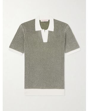 Orlebar Brown Horton Slim-Fit Crocheted Cotton Polo Shirt - Grey