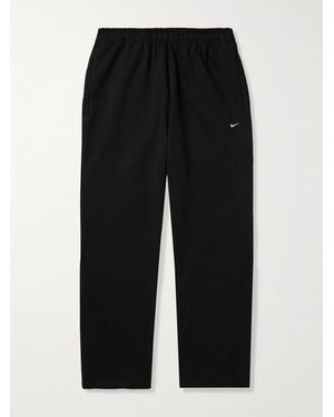 Nike Solo Swoosh Straight-Leg Cotton-Blend Jersey Joggers - Black