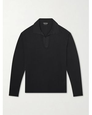 Tom Ford Cashmere And Silk-Blend Polo Shirt - Blue