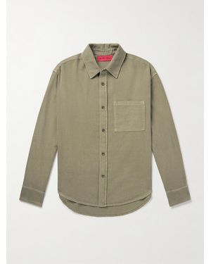 The Elder Statesman Early Dawn Stonewashed Cotton And Silk-blend Twill Overshirt - Green