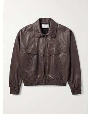 Saint Laurent Leather Bomber Jacket - Brown