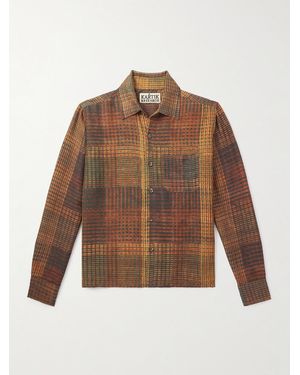 Kartik Research Box Checked Silk Shirt - Brown