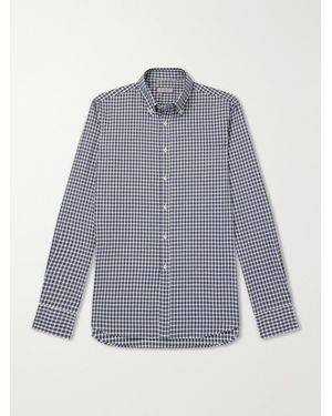 Canali Checked Cotton-Flannel Shirt - Blue