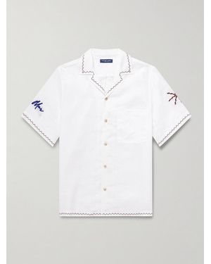 Frescobol Carioca Alves Embroidered Linen Shirt - Grey