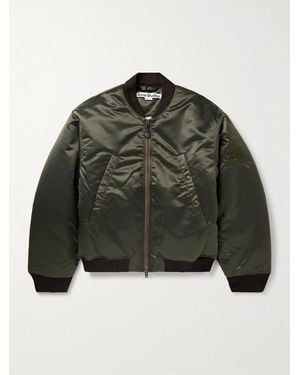 Acne Studios Oliev Logo-Embroidered Padded Satin Bomber Jacket - Green