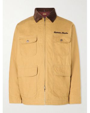 Human Made Hunting Corduroy-Trimmed Padded Cotton-Canvas Jacket - Natural