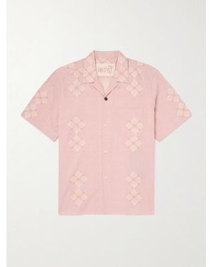 Kardo Ayo Convertible-Collar Embroidered Cotton Shirt - Pink