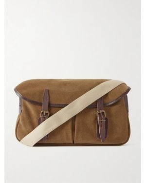 Bleu De Chauffe Fisherman's Musette Leather-Trimmed Suede Messenger Bag - Brown