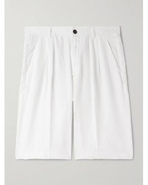 Massimo Alba Cliff Straight-Leg Pleated Linen Bermuda Shorts - White