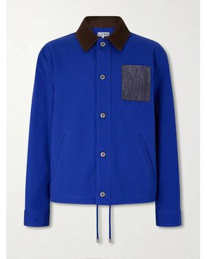 Loewe Suede-Trimmed Cotton Jacket - Blue
