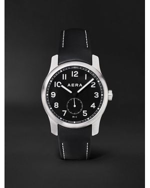 Aera M-1 Field Automatic 39Mm Stainless Steel And Suede Watch - Black