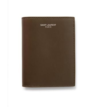 Saint Laurent Logo-Print Leather Bifold Wallet - Green