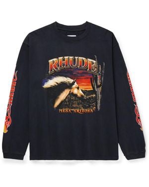 Rhude Mesa Stallion Logo-Print Cotton-Jersey T-Shirt - Blue