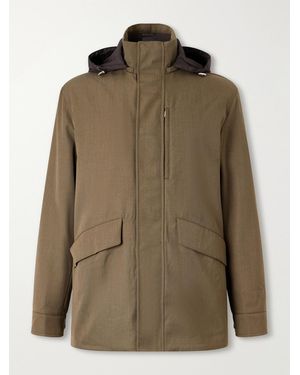 Slowear Montedoro Padded Wool-Blend Twill Hooded Jacket - Green