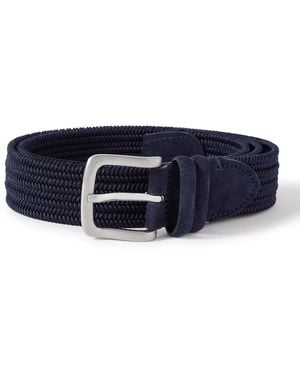 MR P. 3.5Cm Suede-Trimmed Woven Belt - Blue