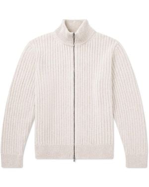 Massimo Alba Mirko Ribbed Cashmere And Alpaca-blend Zip-up Sweater - White