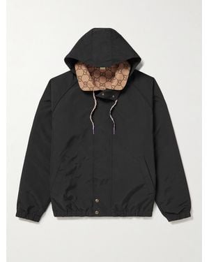 Gucci Reversible Monogrammed Shell Hooded Jacket - Black