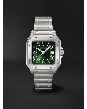 Cartier Santos Automatic Medium 41.9Mm Interchangeable Stainless Steel And Alligator Watch, Ref. No. Wssa0061 - Black