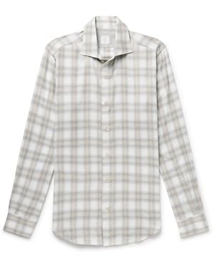Eleventy Checked Cotton And Lyocell-Blend Flannel Shirt - White