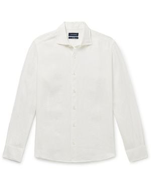 Thom Sweeney Slim-fit Cutaway-collar Linen Shirt - White