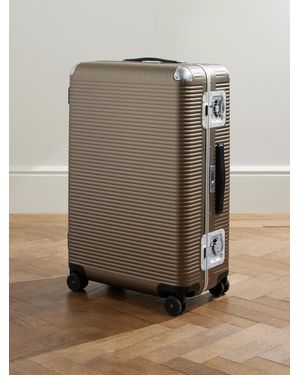 Fpm Milano Bank Light Spinner 76cm Leather And Aluminium-trimmed Makrolon® Polycarbonate Suitcase - Natural