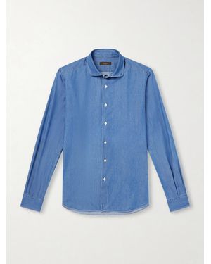 Slowear Slim-Fit Cotton-Chambray Shirt - Blue
