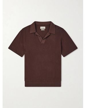 Oliver Spencer Westcott Open-Collar Organic Cotton Polo Shirt - Brown