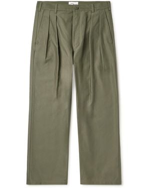 WTAPS Straight-Leg Pleated Cotton Pants - Green