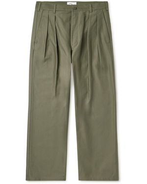 WTAPS Straight-Leg Pleated Cotton Pants - Green