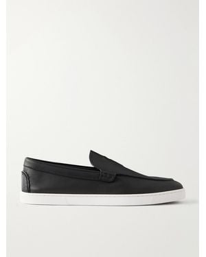 Christian Louboutin Neocl Logo-Embossed Leather Boat Shoes - White