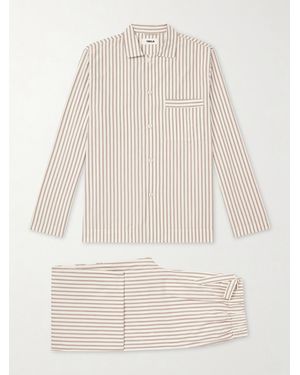 Tekla Striped Cotton-Poplin Pajama Set - Natural