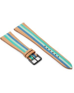 La Californienne Aquamarine Striped Leather Watch Strap - Blue