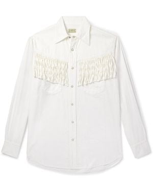 Kapital Husky Fringed Denim Western Shirt - White