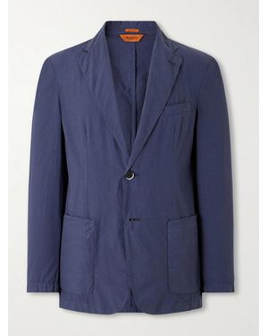 Barena Borgo Tendon Crinkled Cotton-Poplin Blazer - Blue