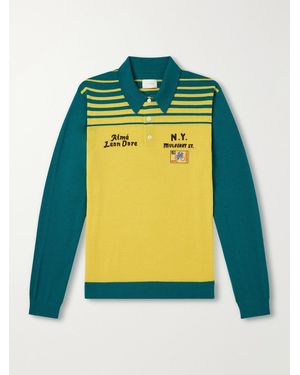 Aimé Leon Dore Logo-Embroidered Merino Wool Polo Shirt - Green
