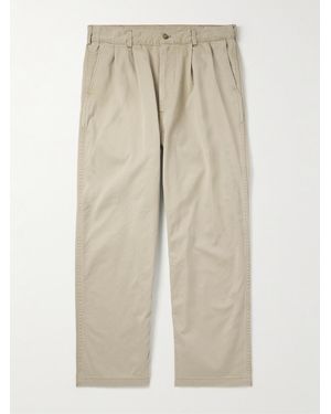 Orslow Two Tuck Straight-leg Pleated Cotton-twill Trousers - Natural